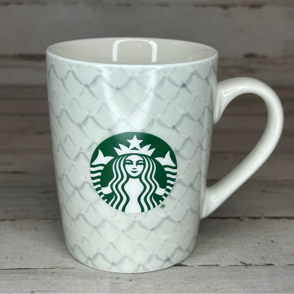 Starbucks 2021 Silver Mermaid Scales Ceramic Coffee Mug 10 oz Tea Cup